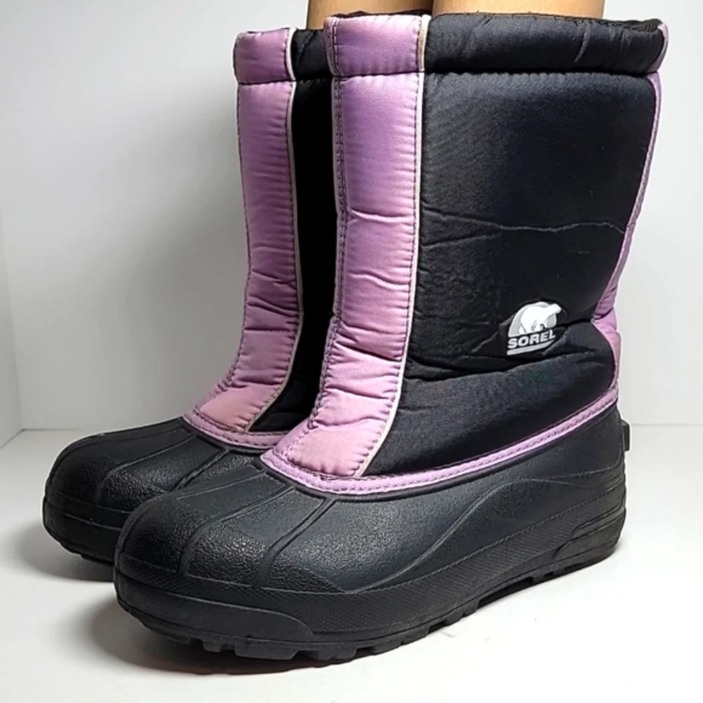 Sorel Snow Command Boots Winter Waterproof‎ Insulation Traction Black Purple 6